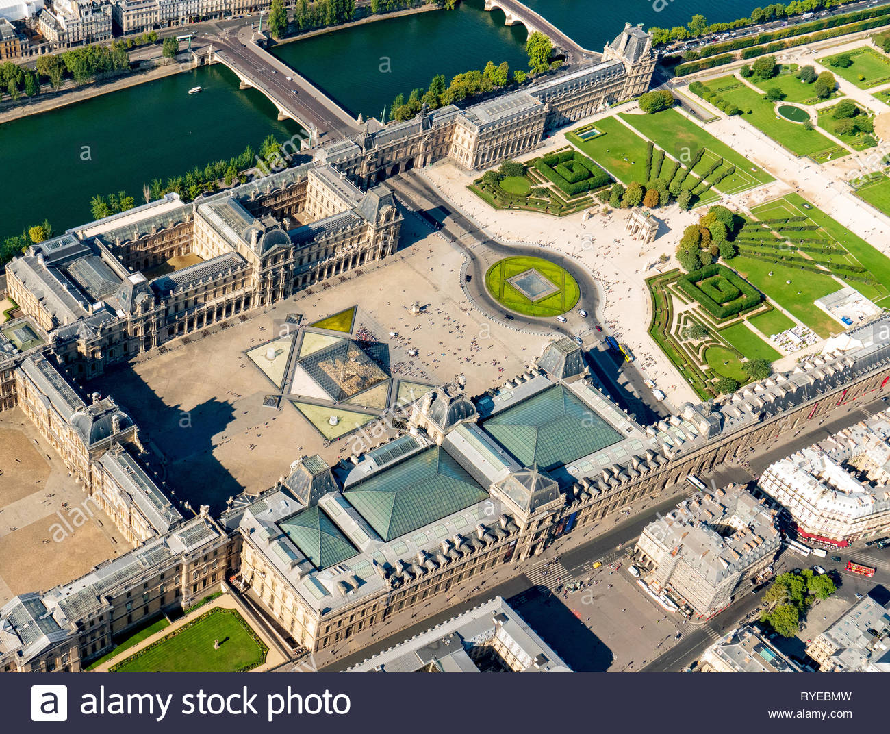 Aerial View Louvre Museum Paris Stock Photos & Aerial View Louvre
