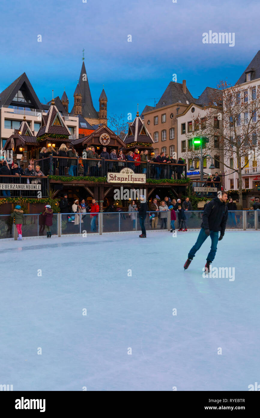 Ice Skating, Cologne Christmas Market, Cologne, Germany, Europe Stock