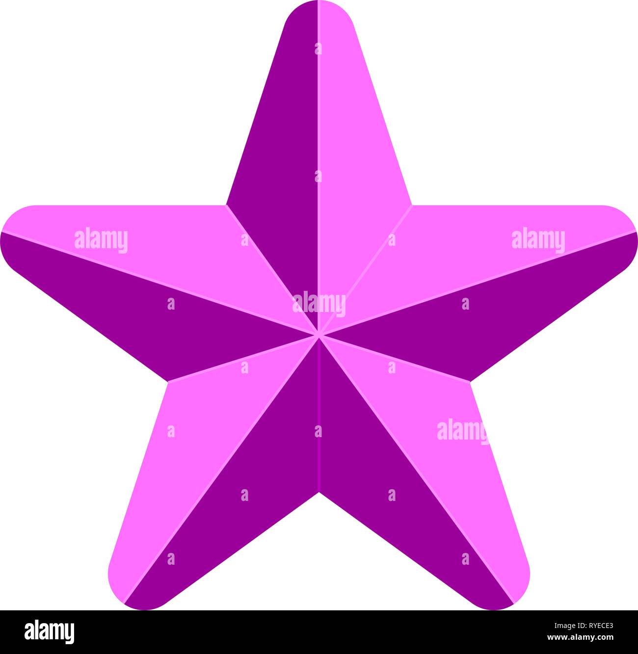 Star symbol icon - purple simple 3d, 5 pointed rounded, isolated - vector illustration Stock Vector