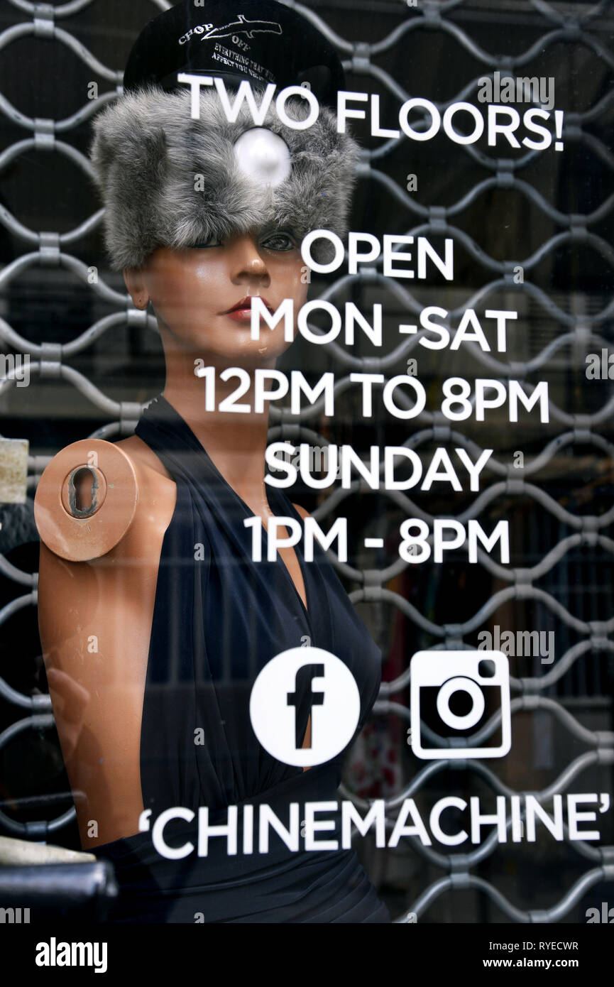 Vintage clothes shop window Montmartre Paris France Stock Photo