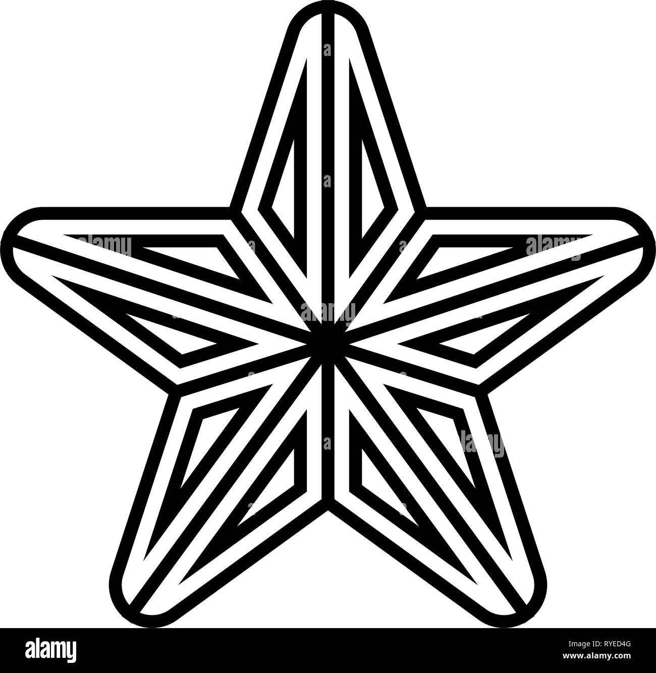 Star symbol icon - black simple outline, 5 pointed rounded, isolated ...