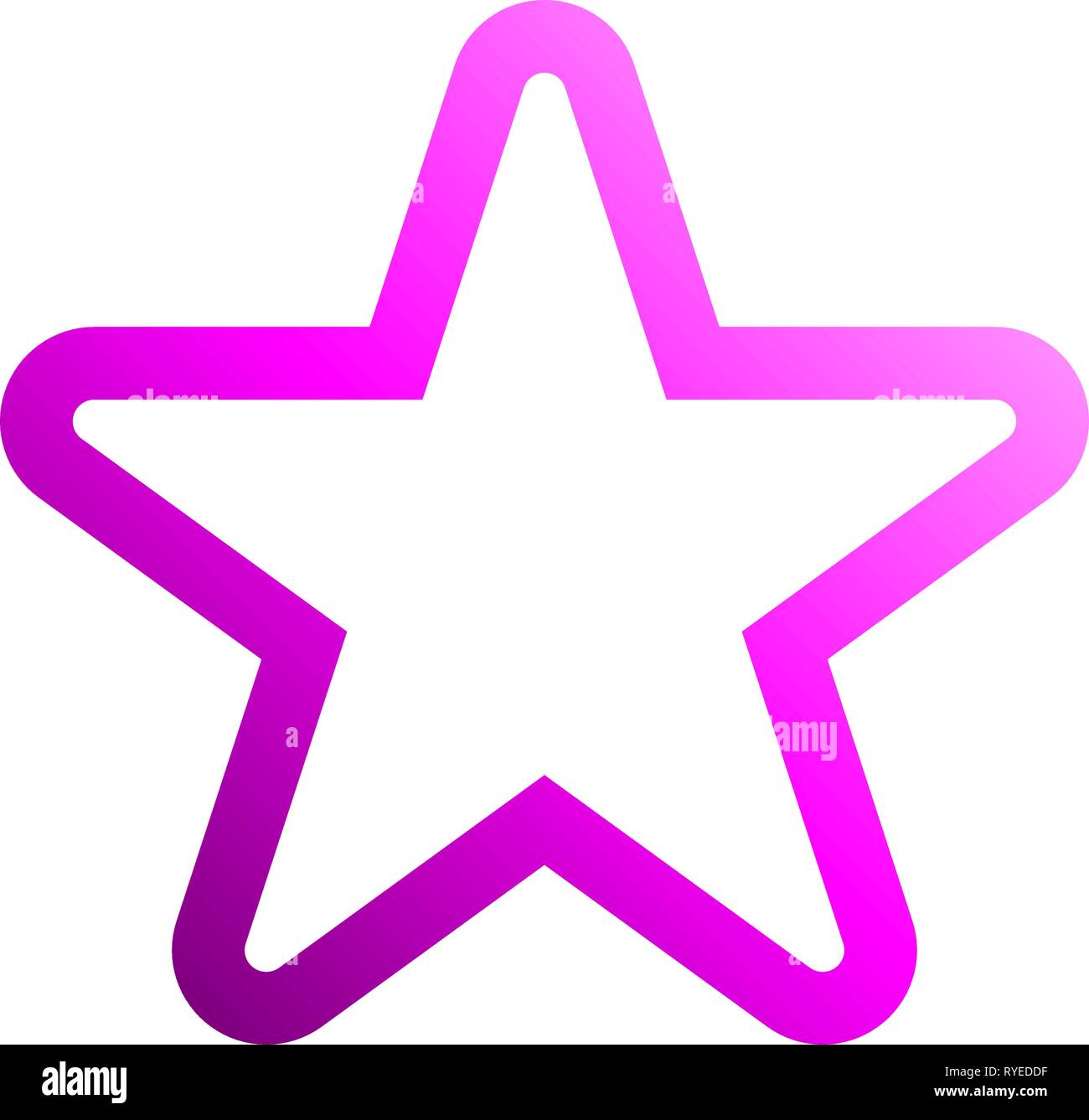 Star symbol icon - purple gradient outline, 5 pointed rounded, isolated ...