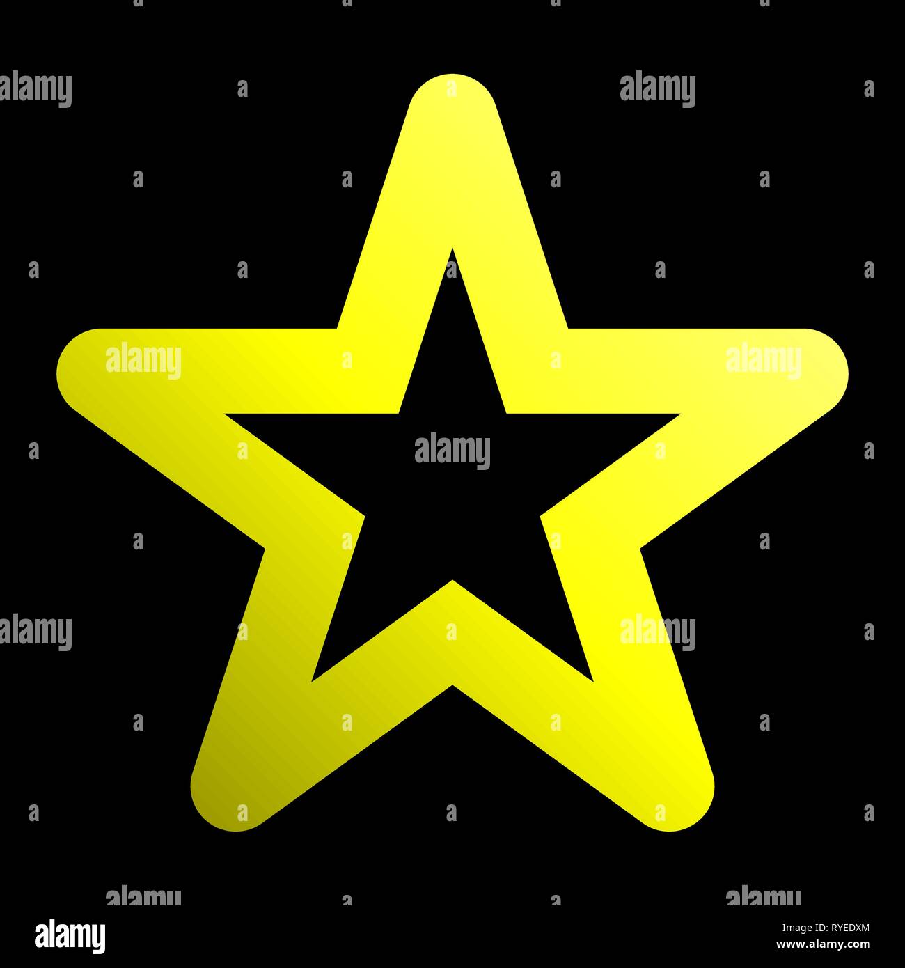 Star symbol icon - yellow hollow gradient, 5 pointed rounded, isolated ...