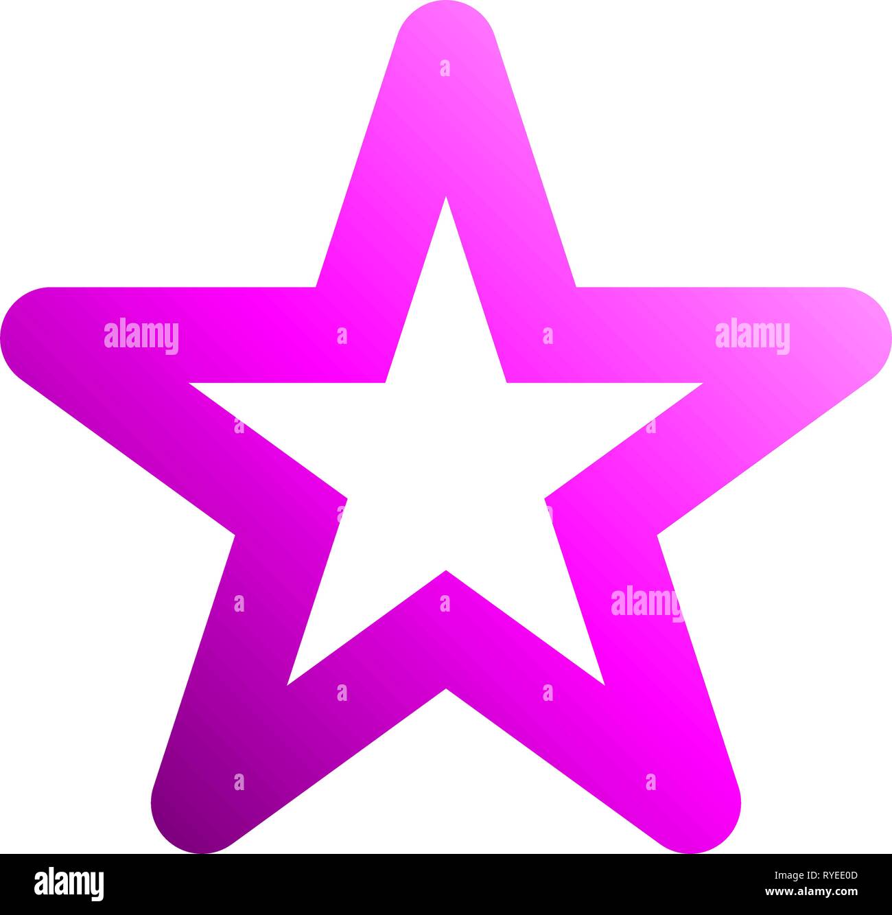 Star symbol icon - purple hollow gradient, 5 pointed rounded, isolated ...