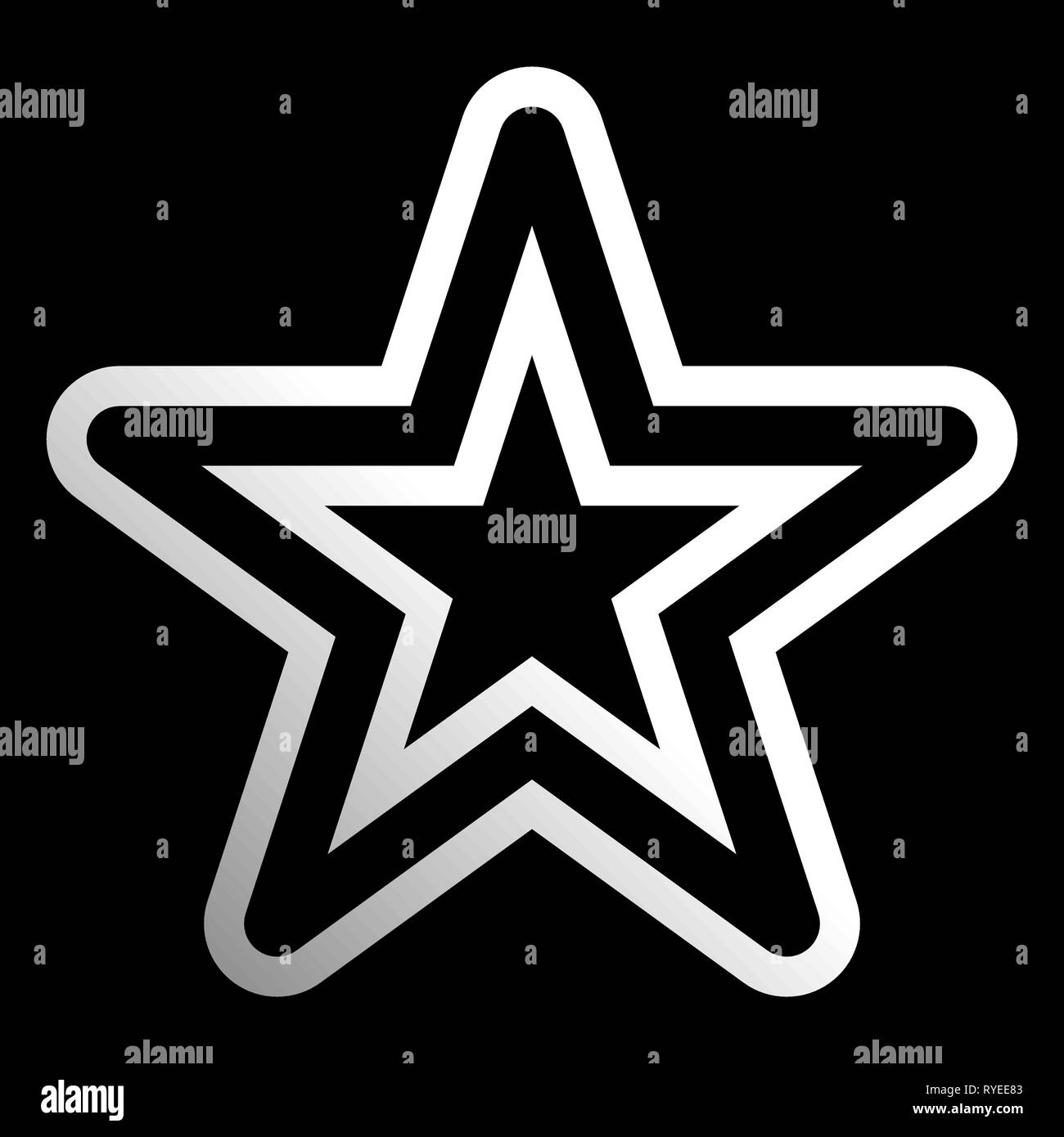 Star symbol icon - white hollow gradient outline, 5 pointed rounded ...