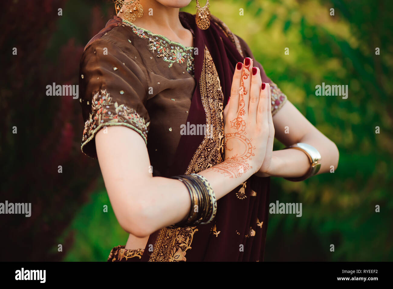 Henna Wedding Design Woman Hands With Black Mehndi Tattoo Hands