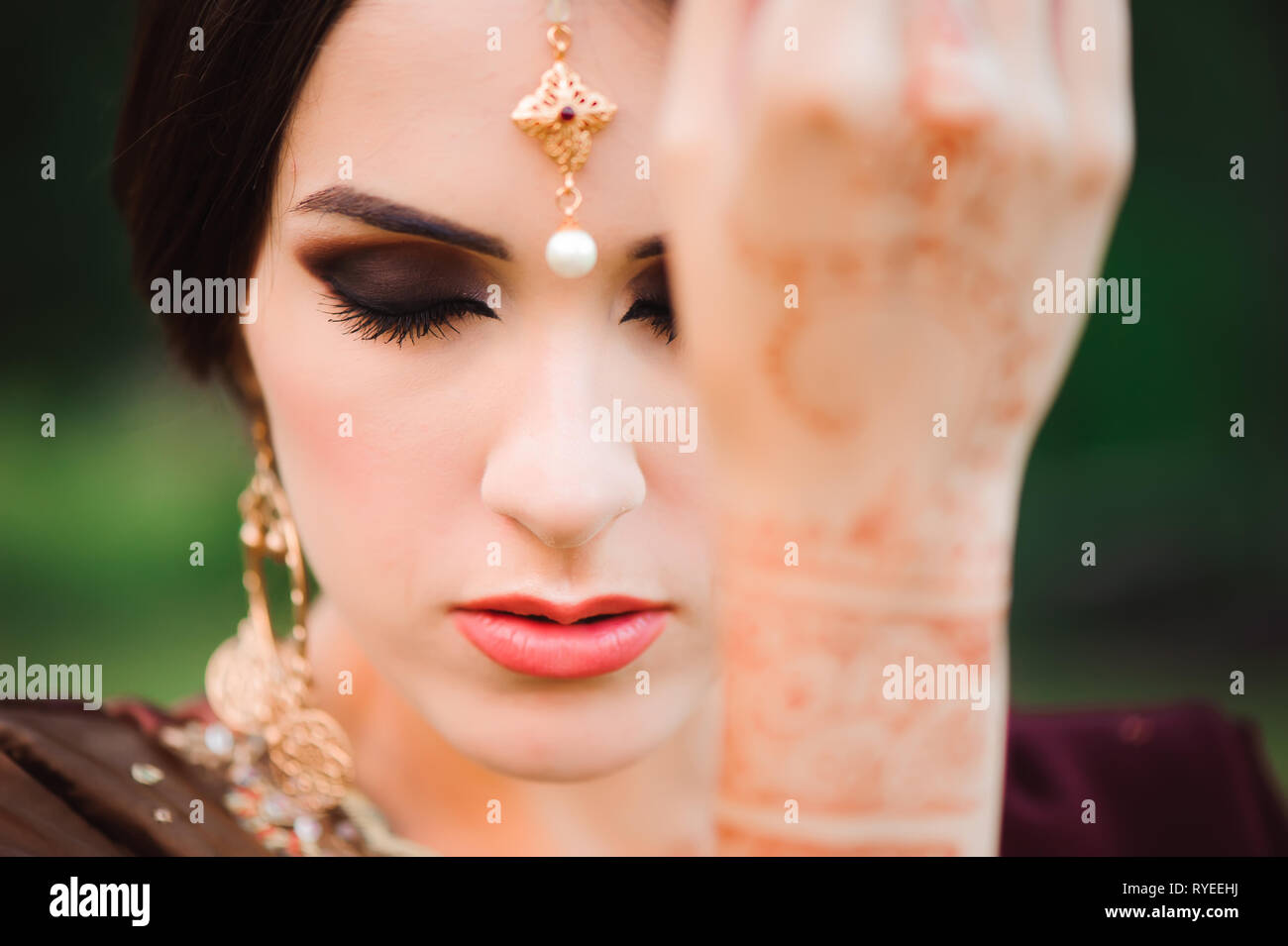 Mehndi Covers Hands Of Indian Woman Henna Wedding Design Woman