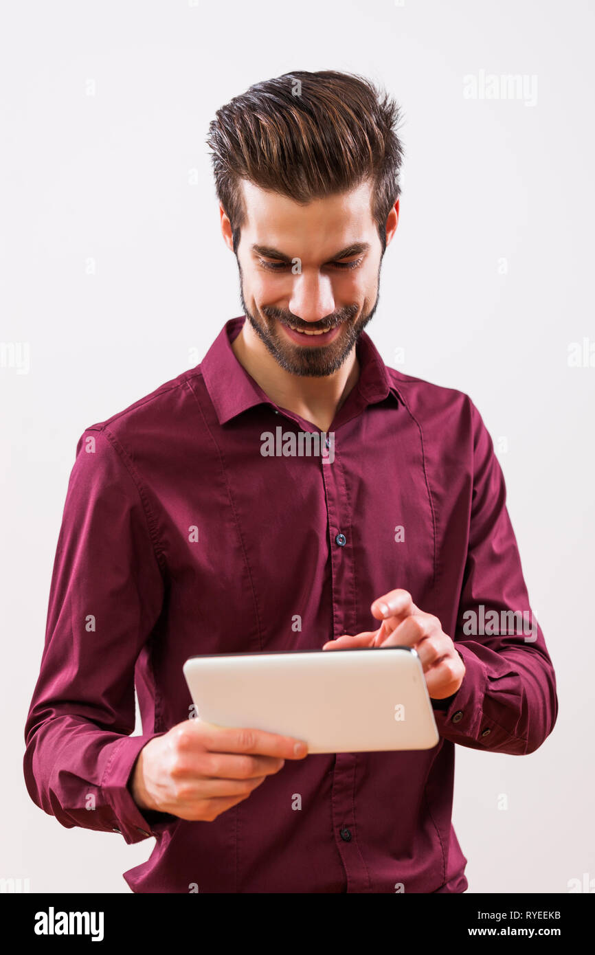 Portrait successful businessman using hi-res stock photography and ...