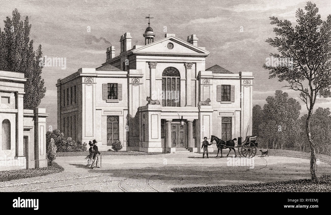 Villa in the Regent's Park, London, UK, illustration by Th. H. Shepherd, 1826 Stock Photo