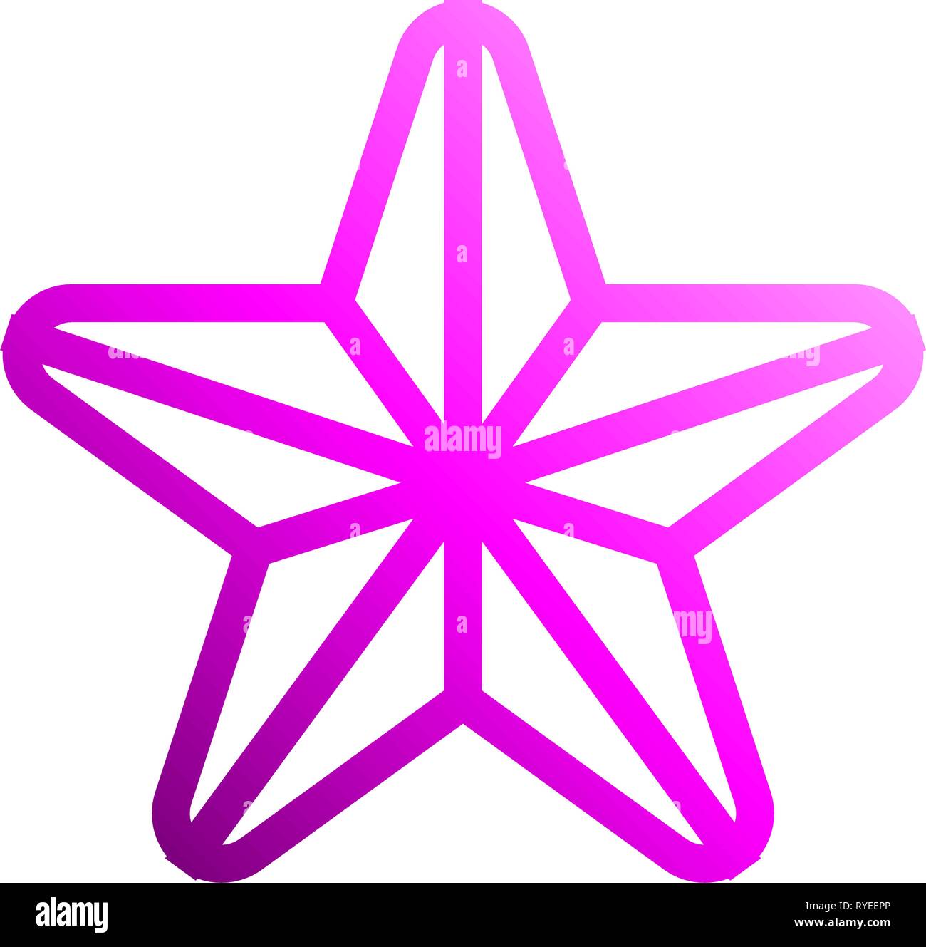 Star symbol icon - purple gradient outline, 5 pointed rounded, isolated ...