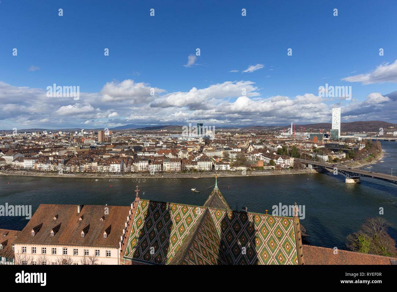 View from top of Basel Minster Stock Photo