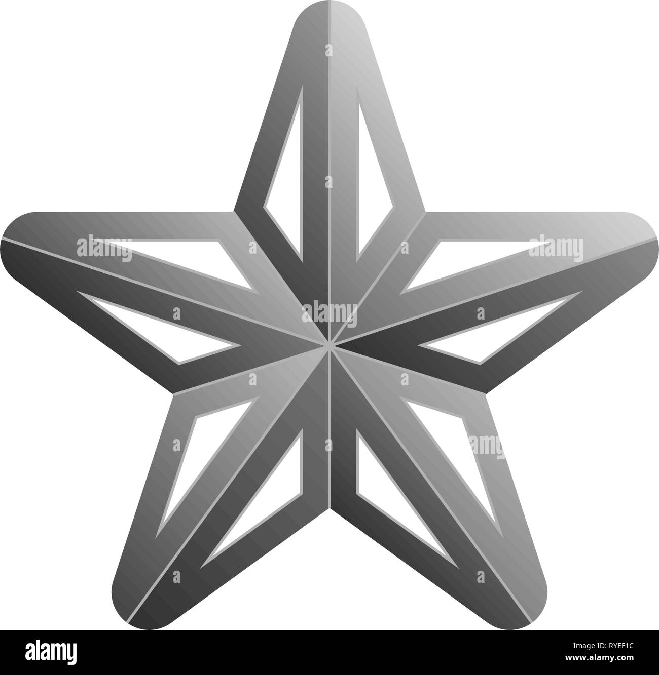 Star symbol icon - gray gradient 3d, 5 pointed rounded, isolated ...
