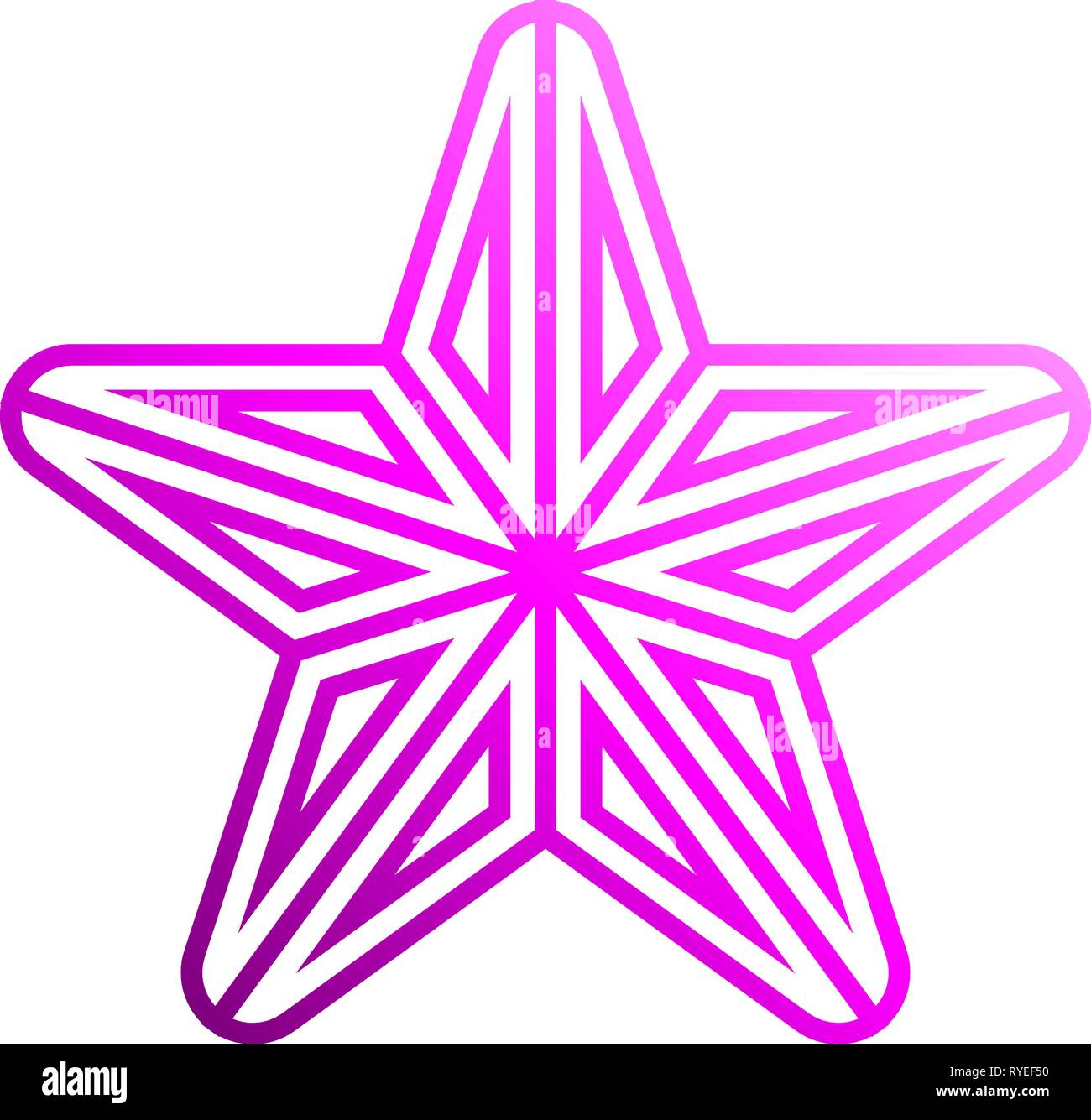 Star symbol icon - purple gradient outline, 5 pointed rounded, isolated ...
