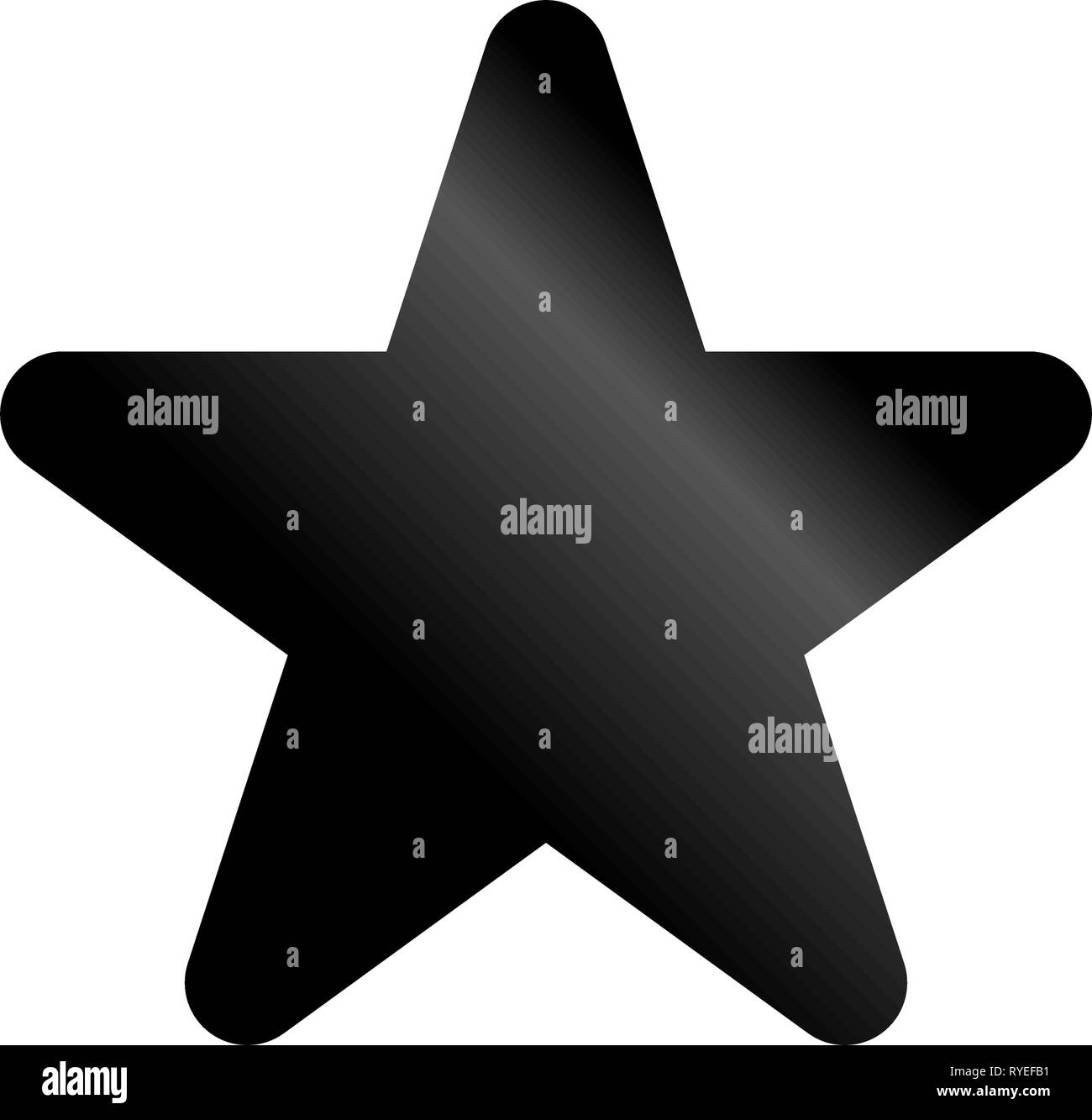 Star symbol icon - black gradient, 5 pointed rounded, isolated - vector ...