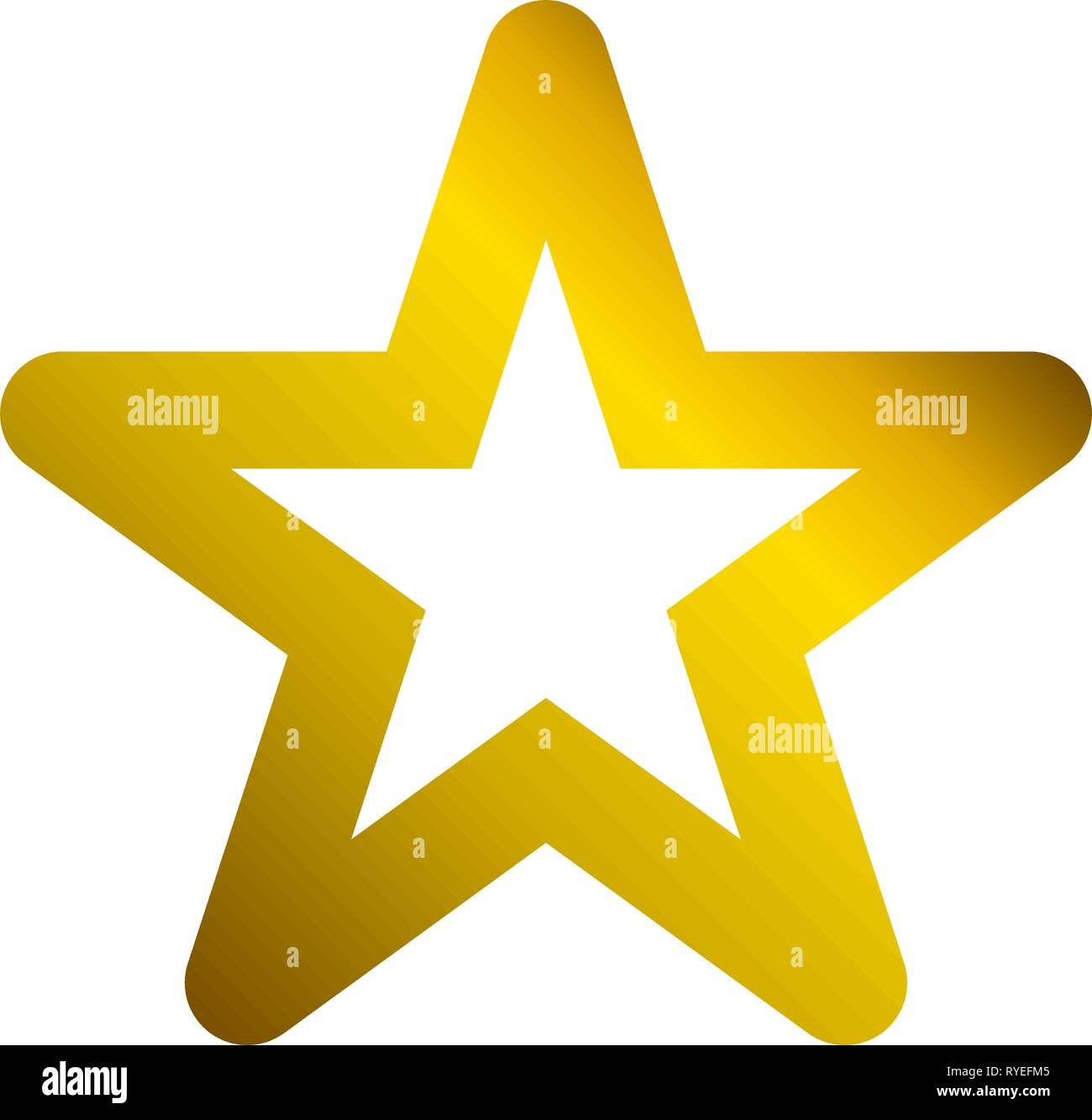 Star symbol icon - golden hollow gradient, 5 pointed rounded, isolated ...