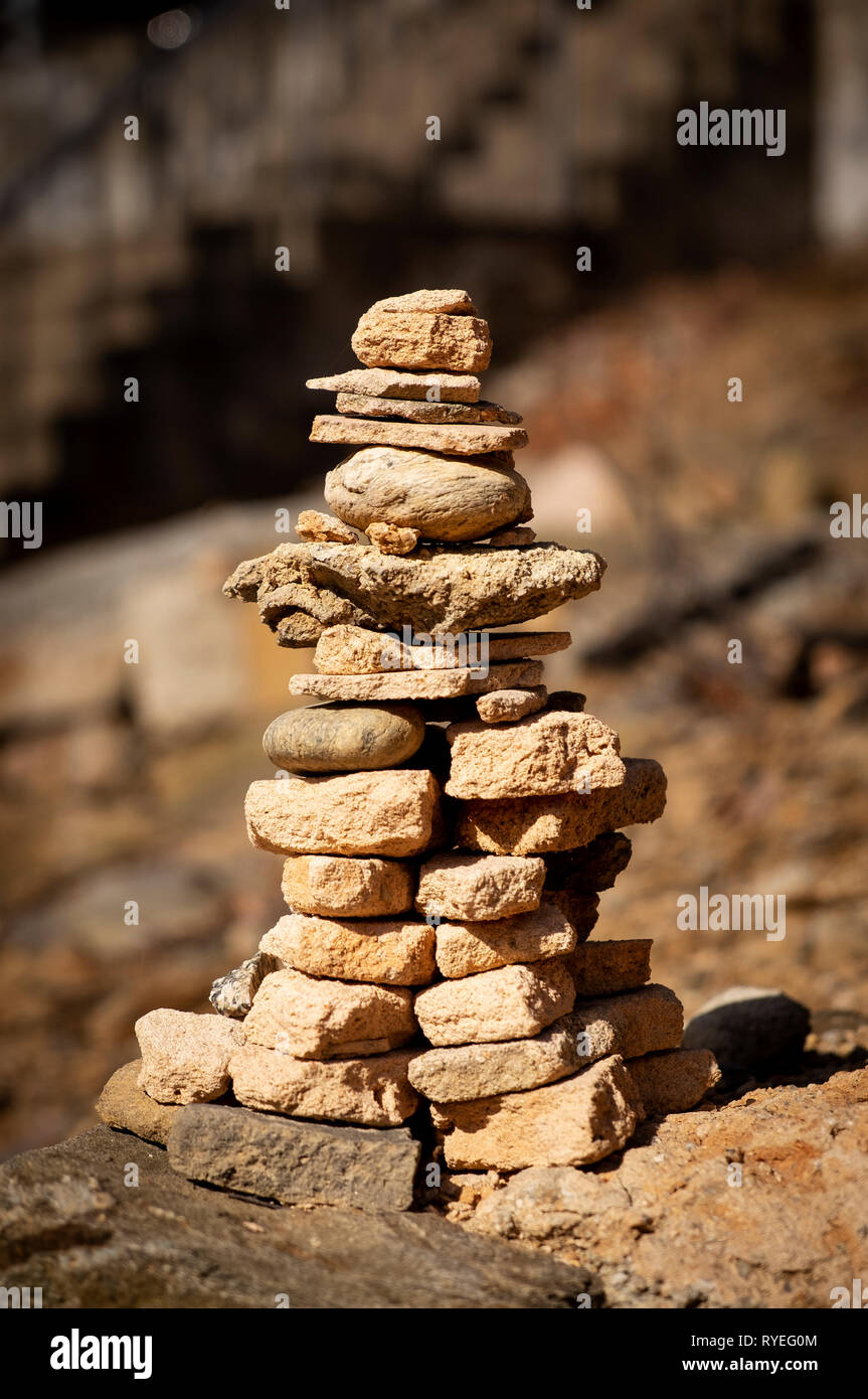 Buddhist rock stacking Korea Stock Photo Alamy