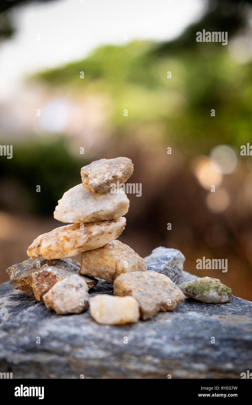 Buddhist rock stacking Korea Stock Photo Alamy