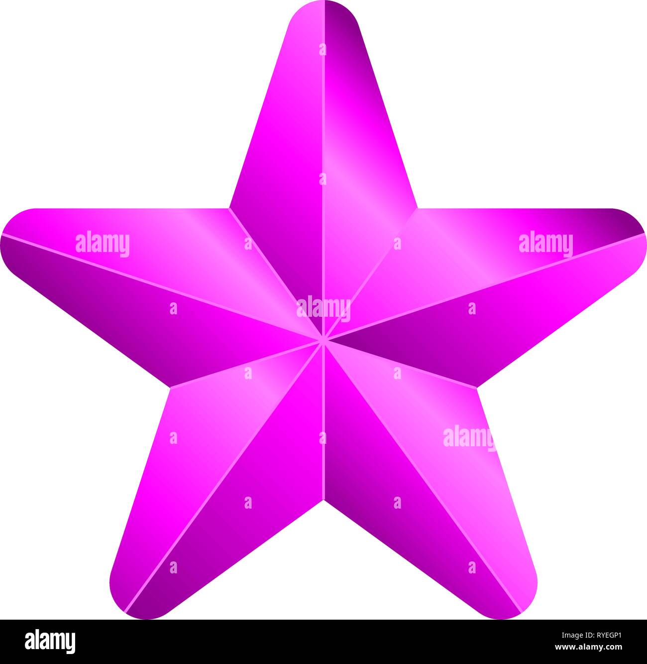 Star symbol icon - purple gradient 3d, 5 pointed rounded, isolated ...
