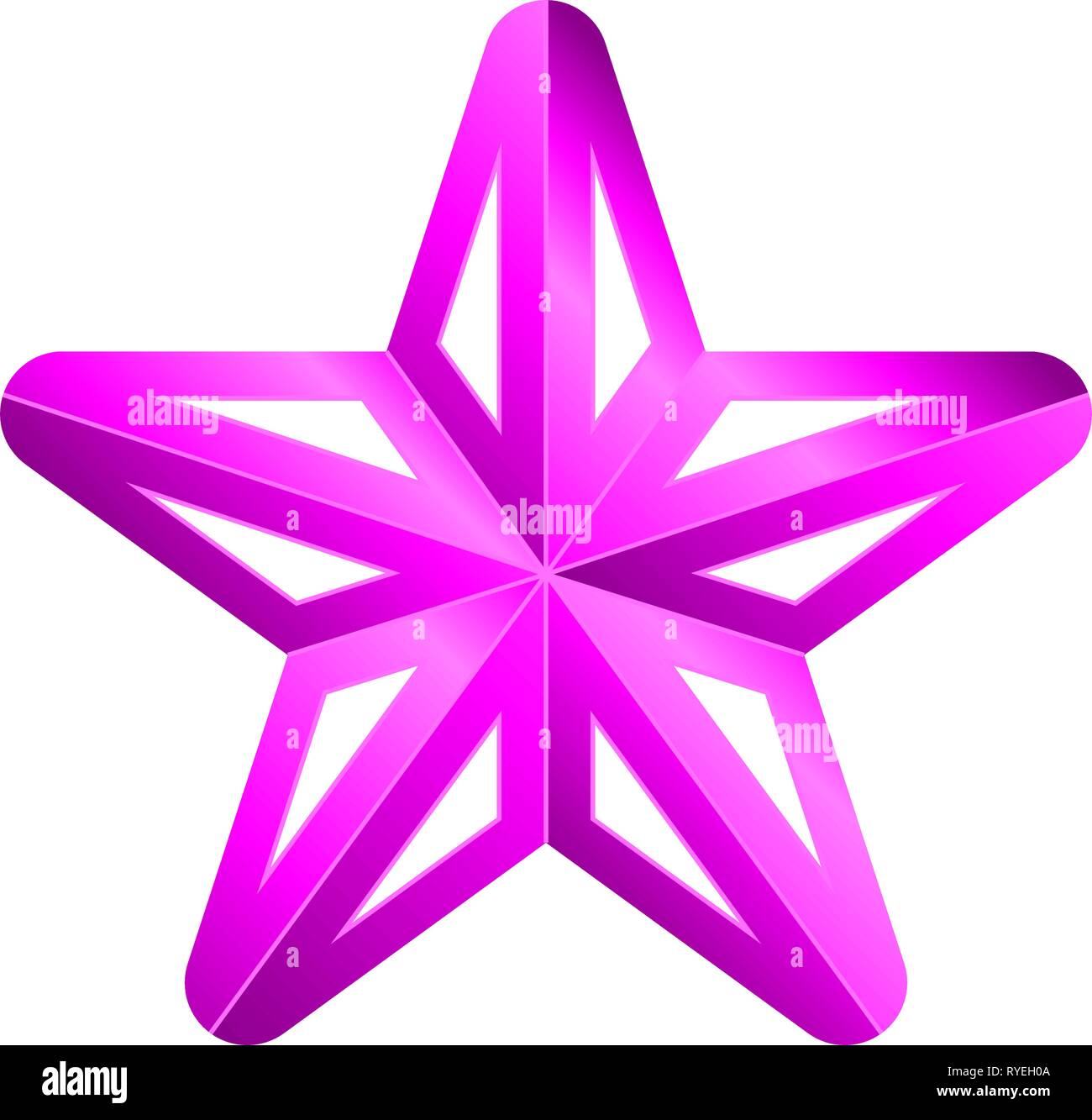 Star symbol icon - purple gradient 3d, 5 pointed rounded, isolated ...
