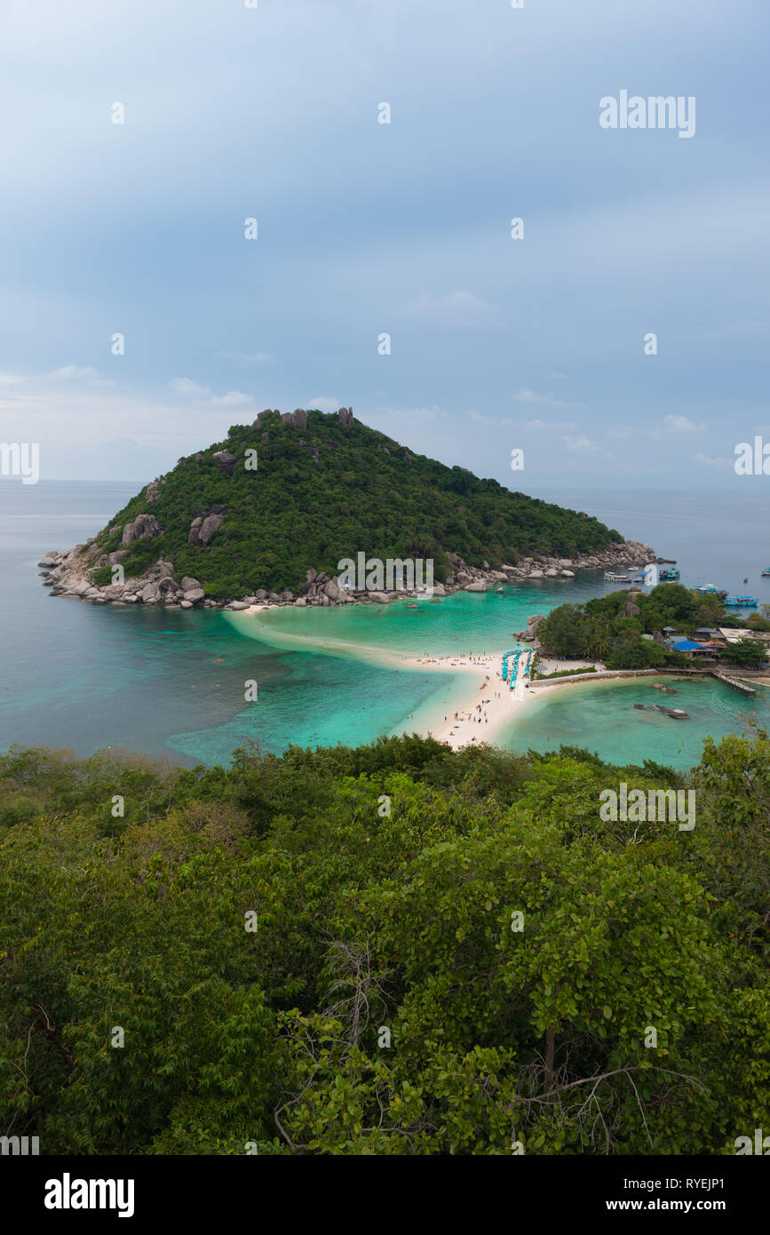 Nang Yuan national park island high angle view, Ko Tao island, Thailand Stock Photo