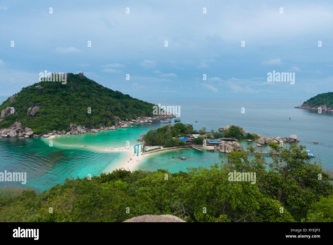 Nang Yuan national park island high angle view, Ko Tao island, Thailand Stock Photo