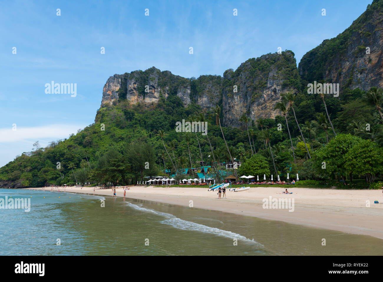 Amazing cliffs behind Centara Grand beach near Ao Nang, Krabi province, Thailand Stock Photo