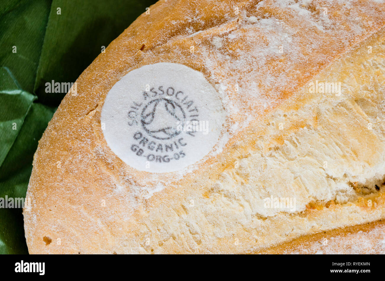 Soil Association Approved Organic Crusty White Loaf of Bread Food, UK Stock Photo