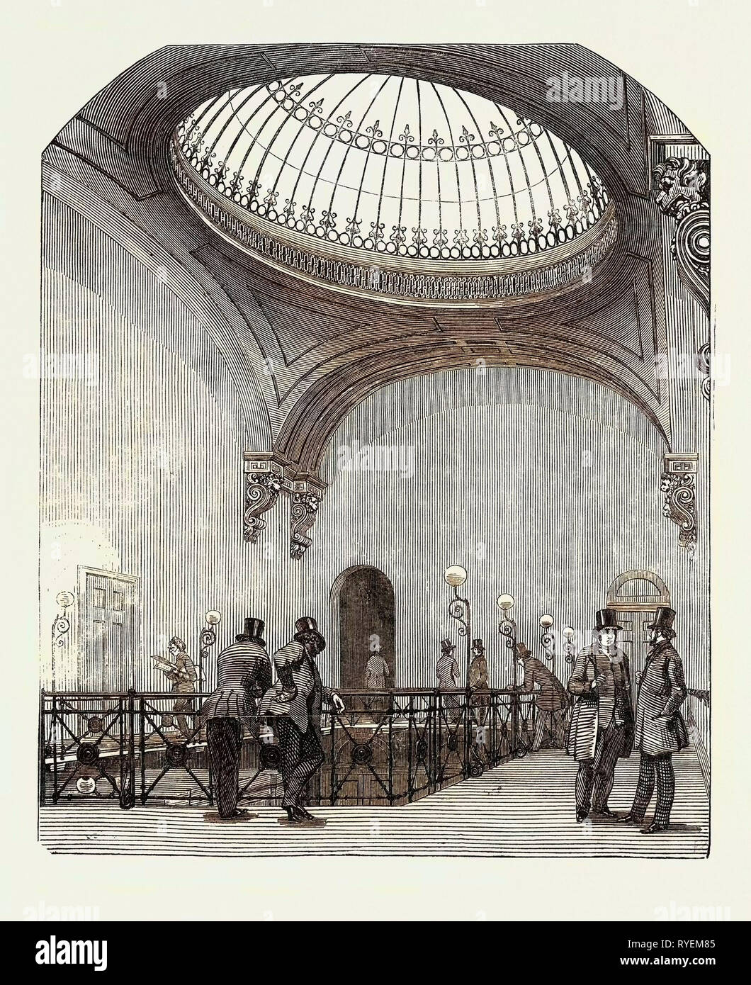 New Station of the London and North-Western Railway, Euston Square. Gallery of the Booking-Office. UK, 1849 Stock Photo