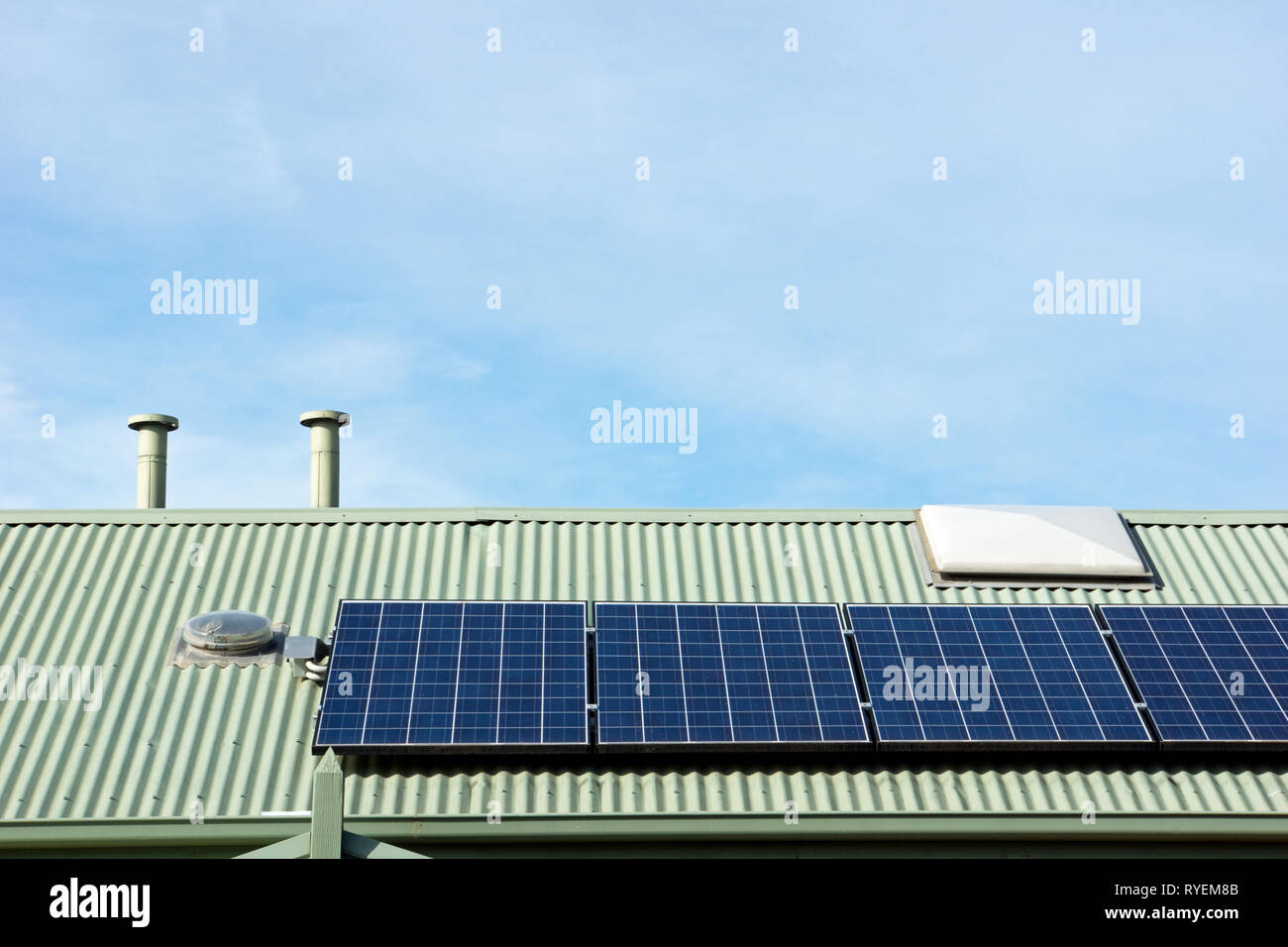 Building solar panels on roof in Victoria, Australia. The photovoltaic
