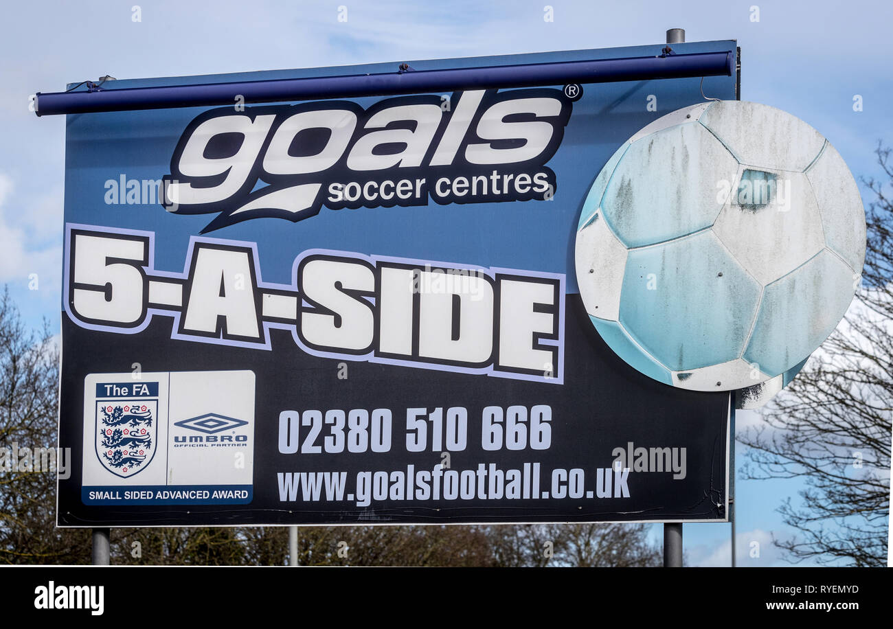 Goals 5 a side soccer centre Stock Photo