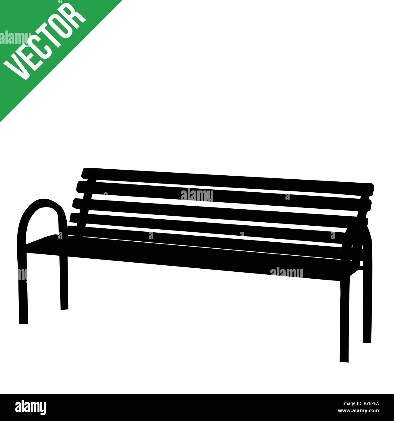 Bench silhouette on white background, vector illustration Stock Vector