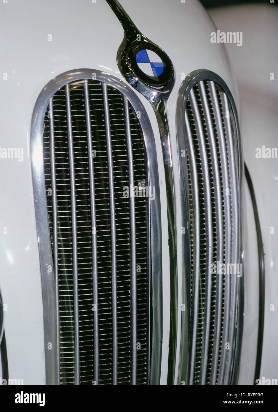 transport / transportation, car, detail, radiator grill of an old BMW, Additional-Rights-Clearance-Info-Not-Available Stock Photo