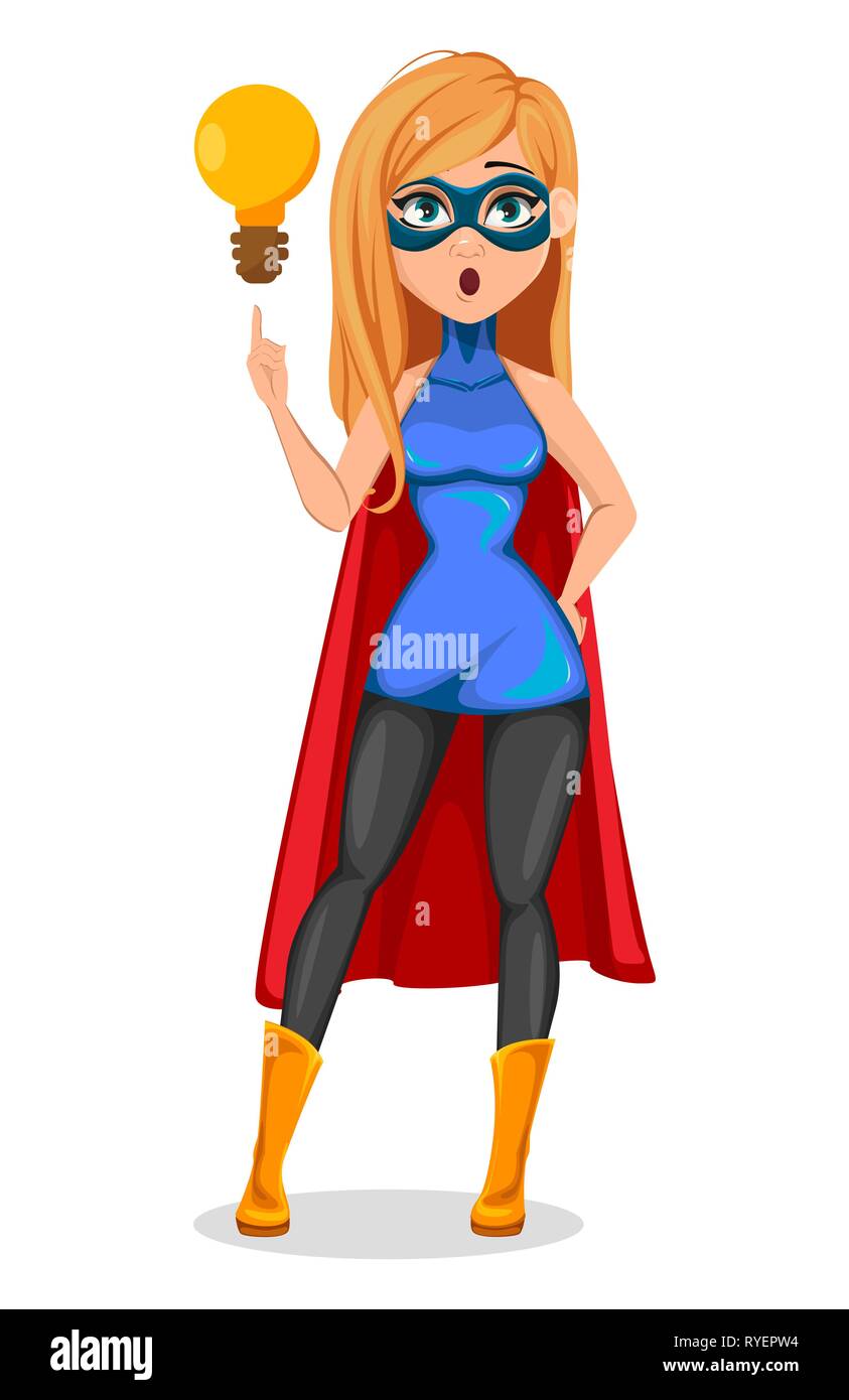 Business Woman Superhero Concept Of Successful Woman Wearing Superhero Costume Beautiful Cartoon Character Having A Good Idea Vector Illustration O Stock Vector Image Art Alamy