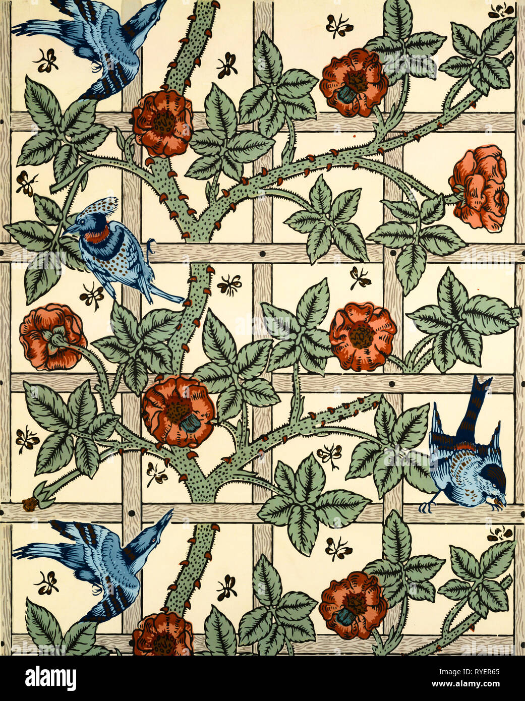 William Morris, wallpaper pattern, Trellis design, 1862, Arts and Crafts Movement Stock Photo