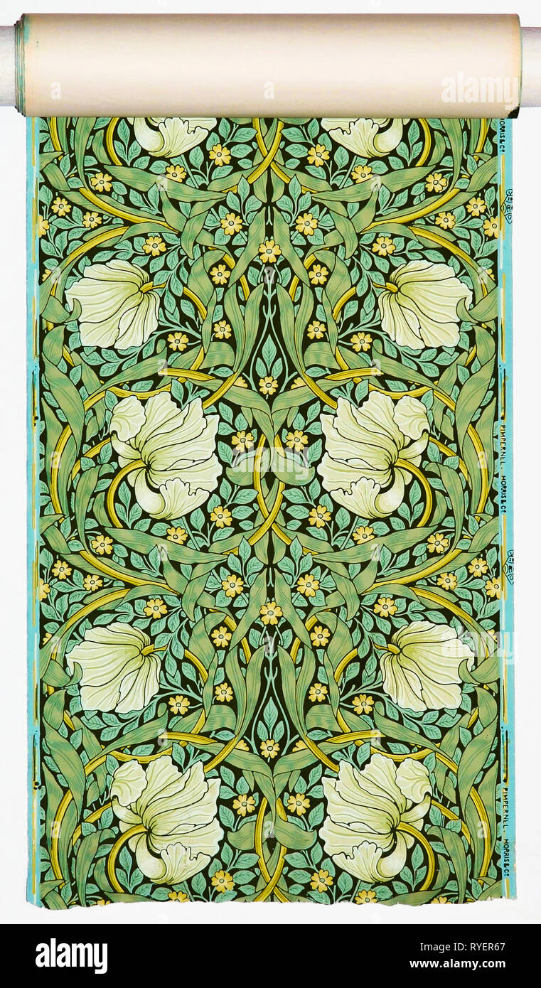 William Morris, wallpaper pattern, Pimpernel design, 1876 Stock Photo