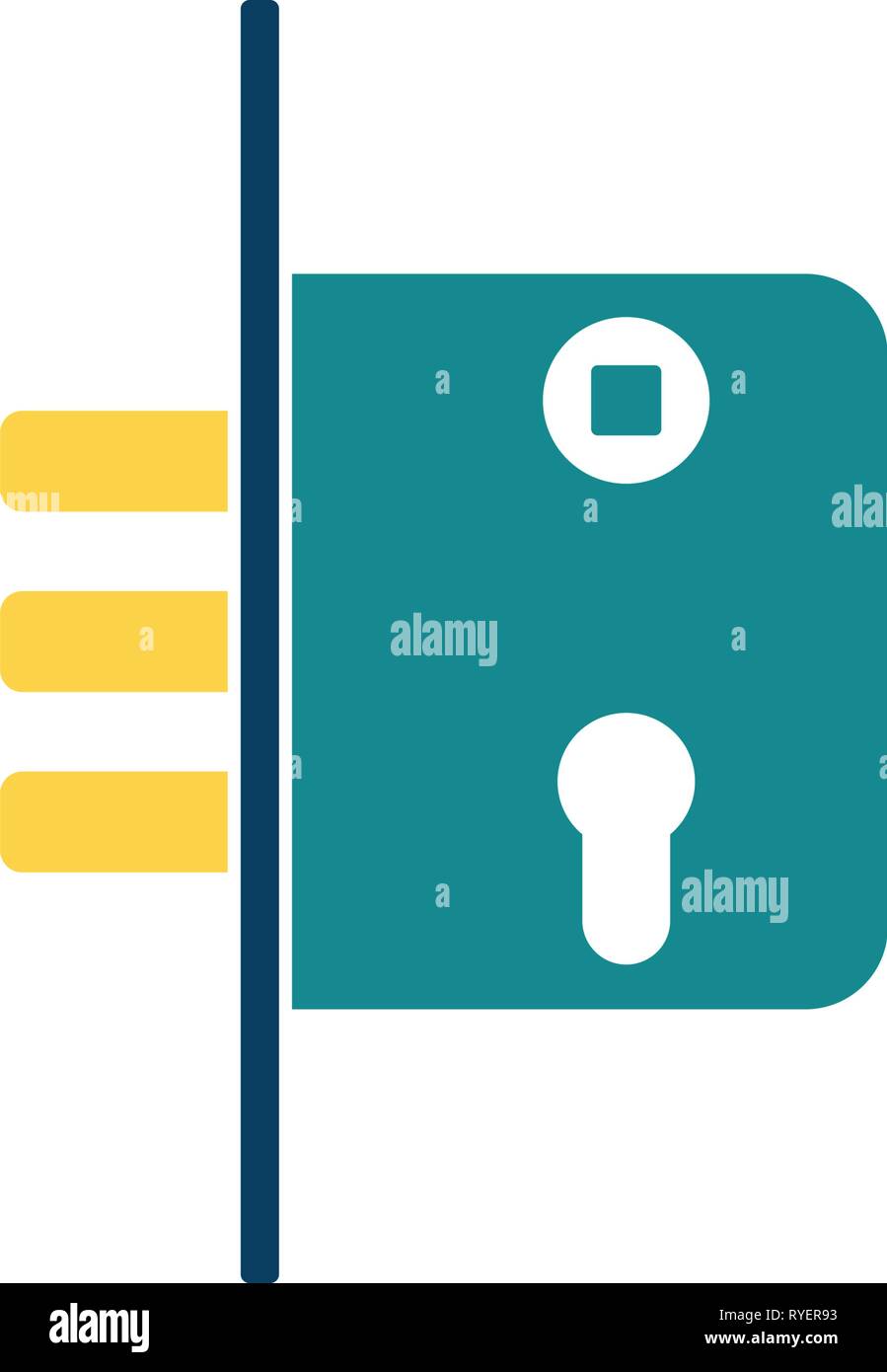Door lock icon. Flat color design. Vector illustration Stock Vector ...