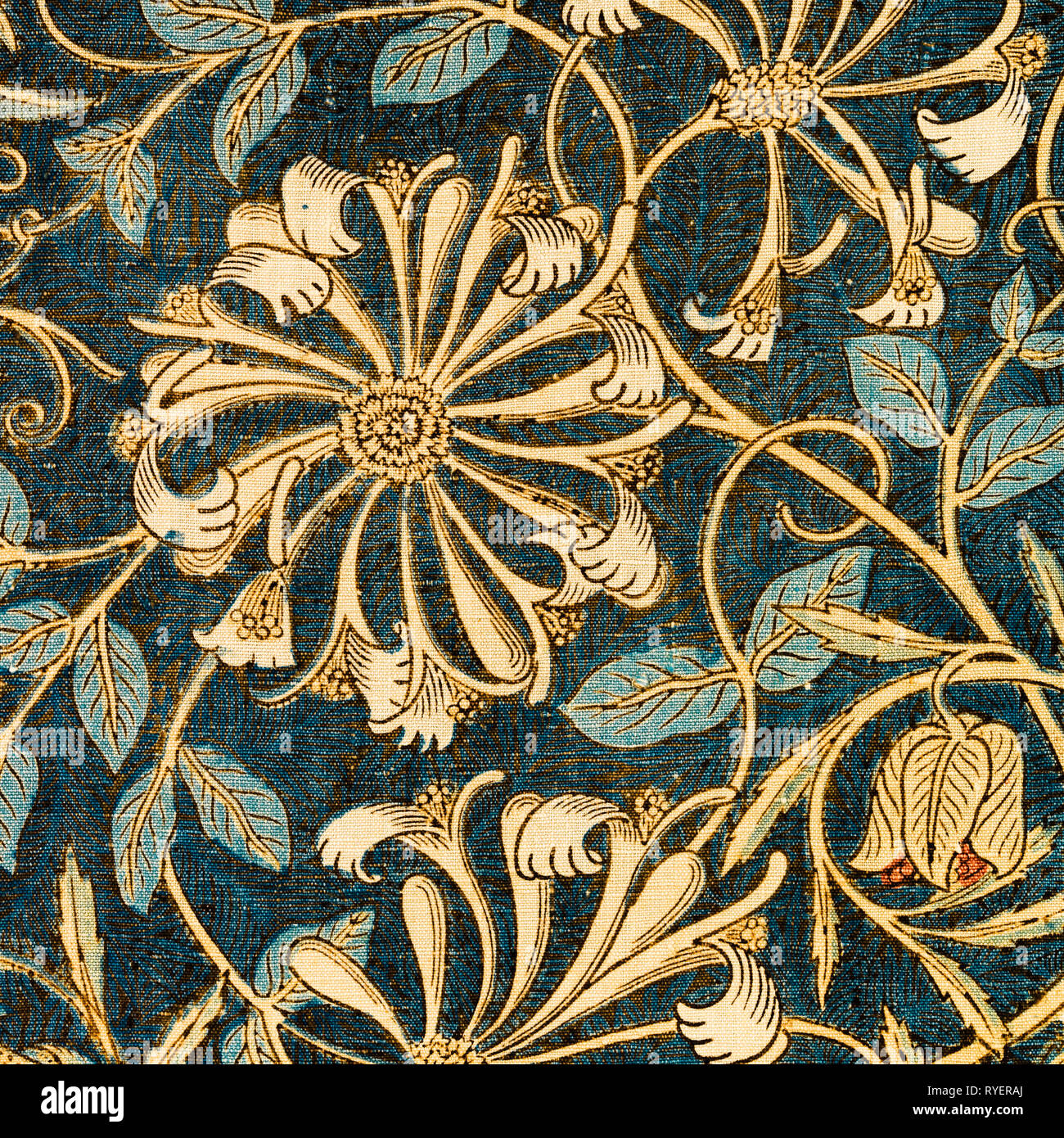 William Morris pattern, Honeysuckle detail, fabric design, 1876, Arts and Crafts Movement Stock Photo