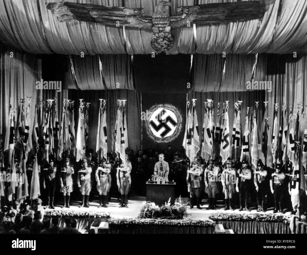 National Socialism, 'Reichsparteitag der Freiheit', Nuremberg 10.-16.9.1935, opening speech by Rudolf Hess in the Luitpold Hall, 11.9.1935, Additional-Rights-Clearance-Info-Not-Available Stock Photo