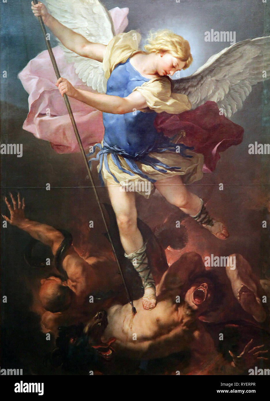 Saint Michael 1663 by Luca Giordano (1634–1705) Italian painter.Late Baroque. Stock Photo