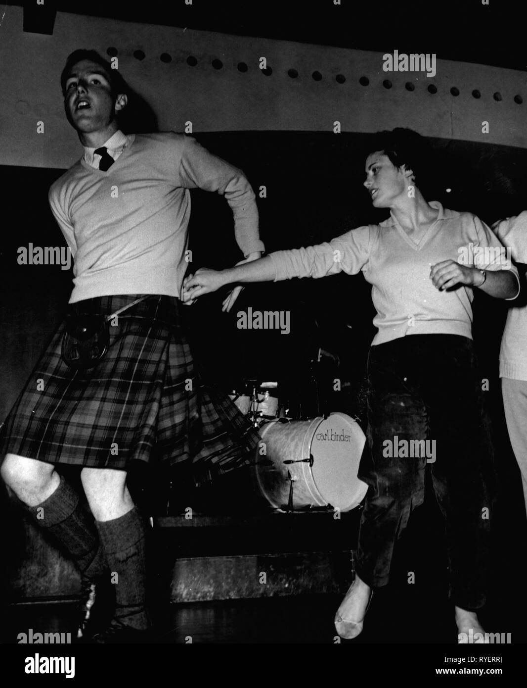 dance, rock and roll, Scottish couple dancing in a bar, Saint Anton, Tyrol, 1950s, Additional-Rights-Clearance-Info-Not-Available Stock Photo