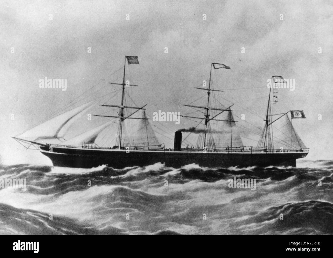 transport / transportation, navigation, steamship, sail steamer Bremen