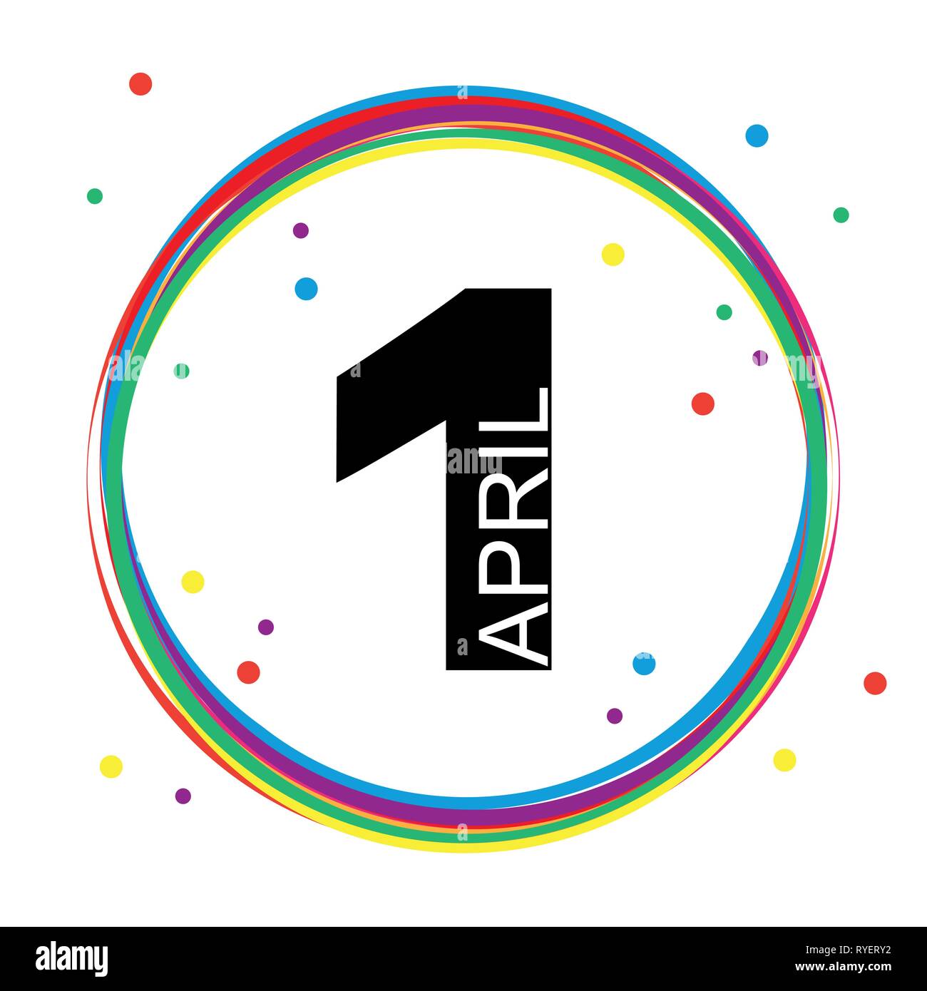 1st april in a colorful circle vector illustration Stock Vector