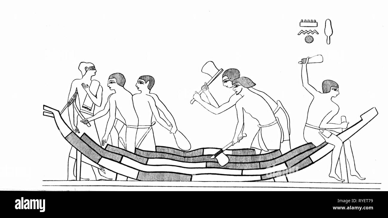 transport / transportation, navigation, ancient world, Egypt, shipbuilding, boatbuilders at work