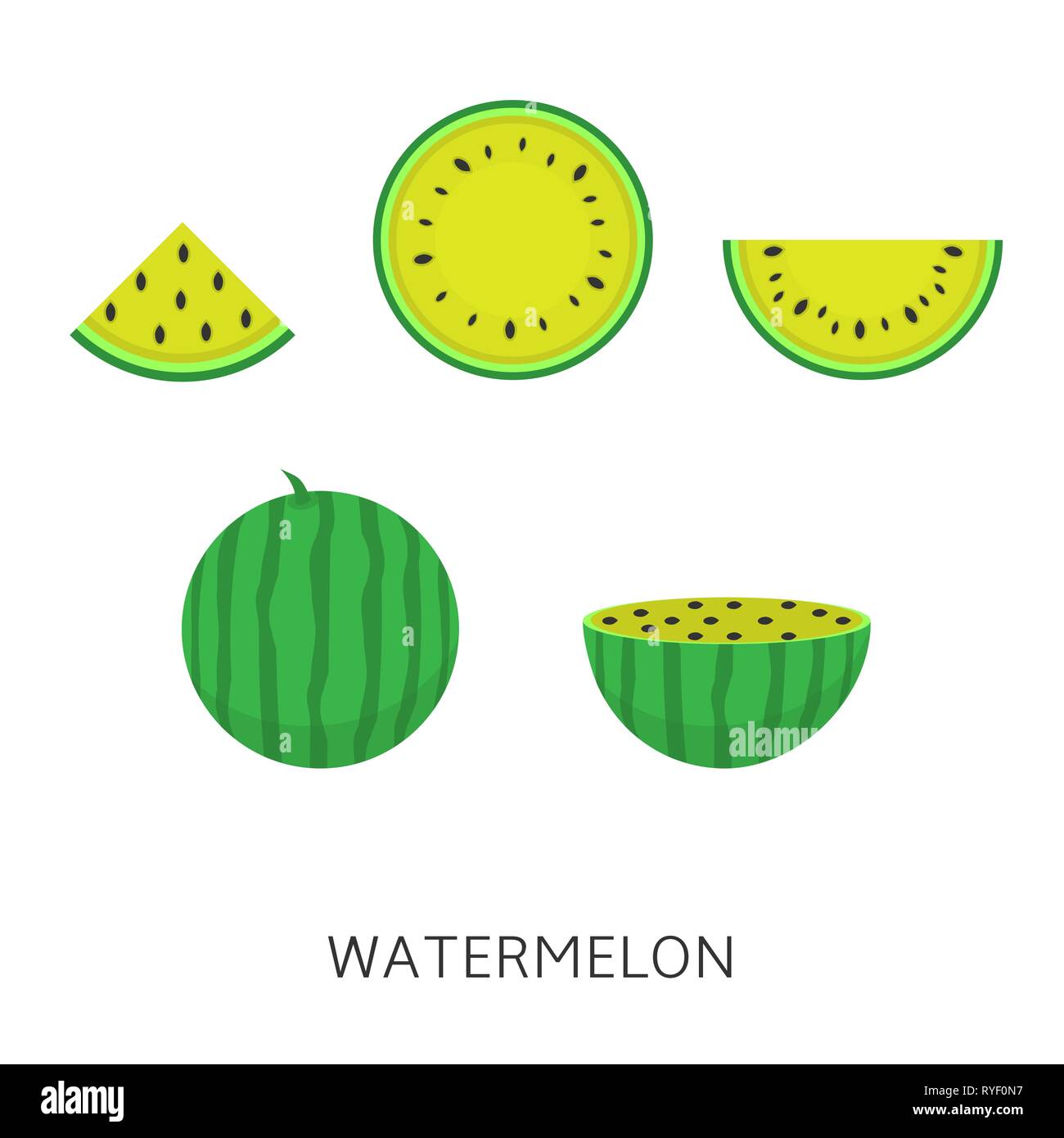 Watermelon. Yellow Watermelon icon isolated, Summer time concept Vector ...
