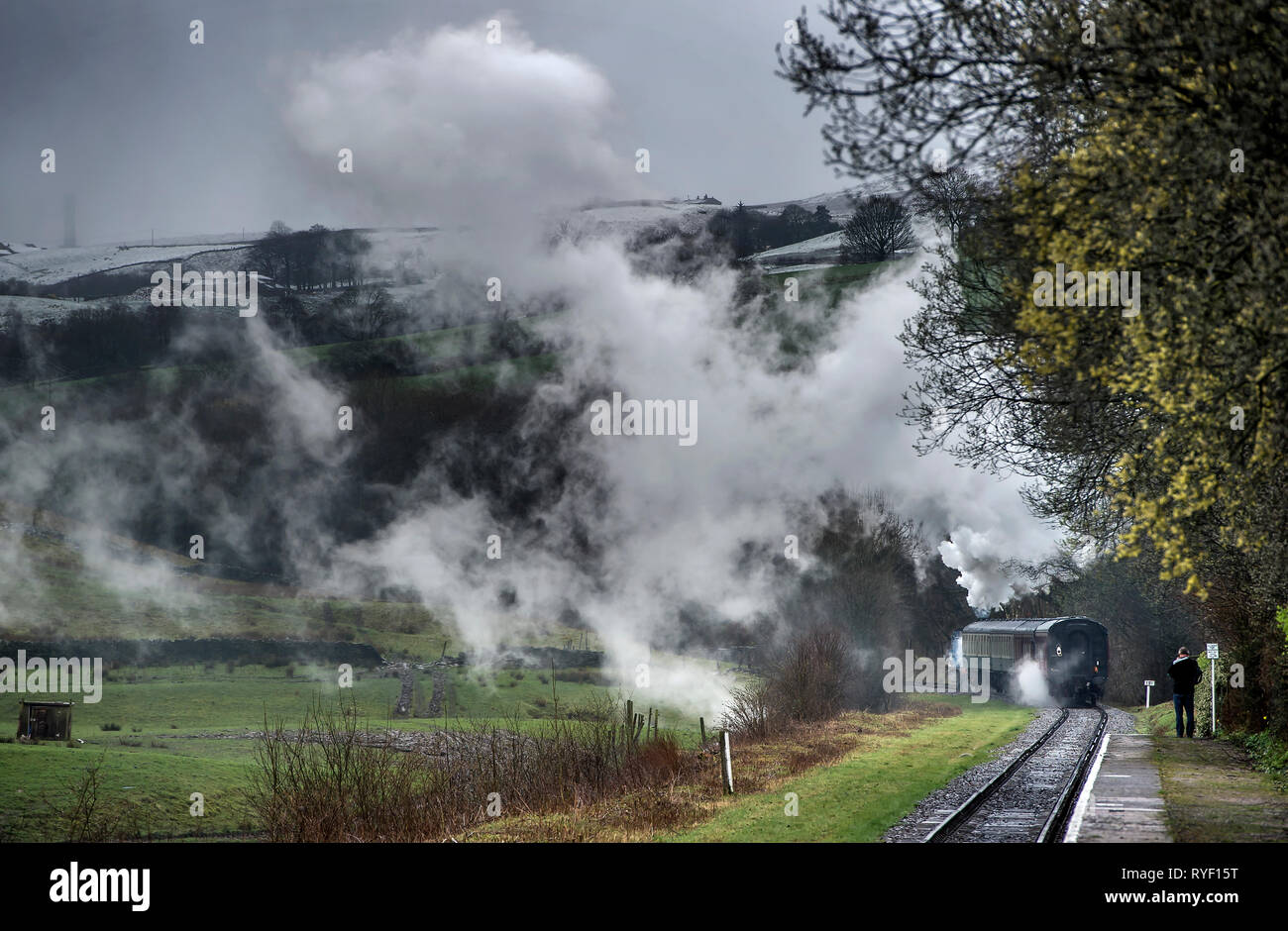 Lancashire, UK, Sunday March 10, 2019. The annual East Lancashire Railway Spring Steam Gala attracted bumper crowds of rail enthusiasts from all over  Stock Photo