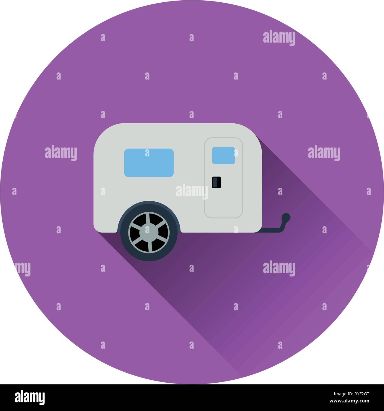 Flat design icon of camping family caravan car in ui colors. Vector ...