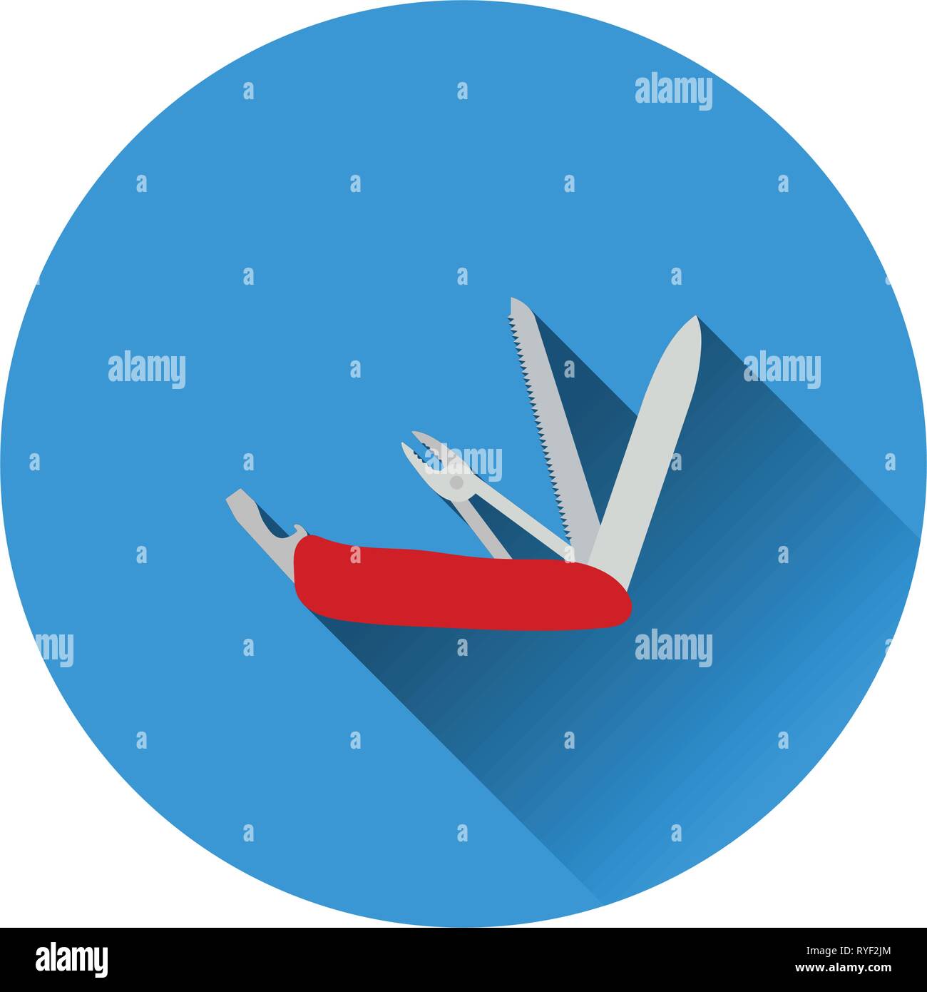 Flat design icon of folding penknife in ui colors. Vector illustration ...