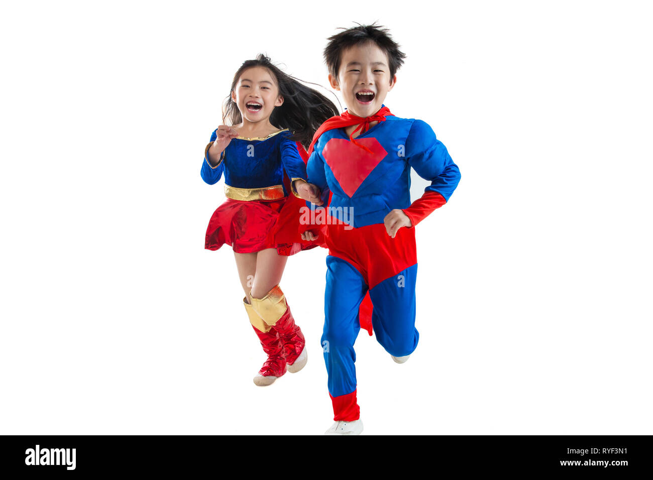 Boys and girls dress up as superman Stock Photo - Alamy
