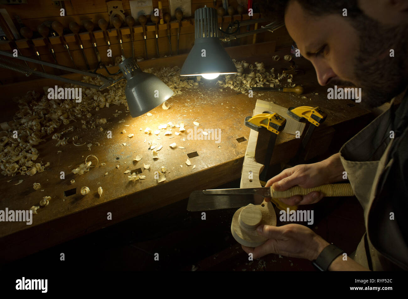 Europe, Italy, Lombardy, Cremona, of artisan luthier. Master