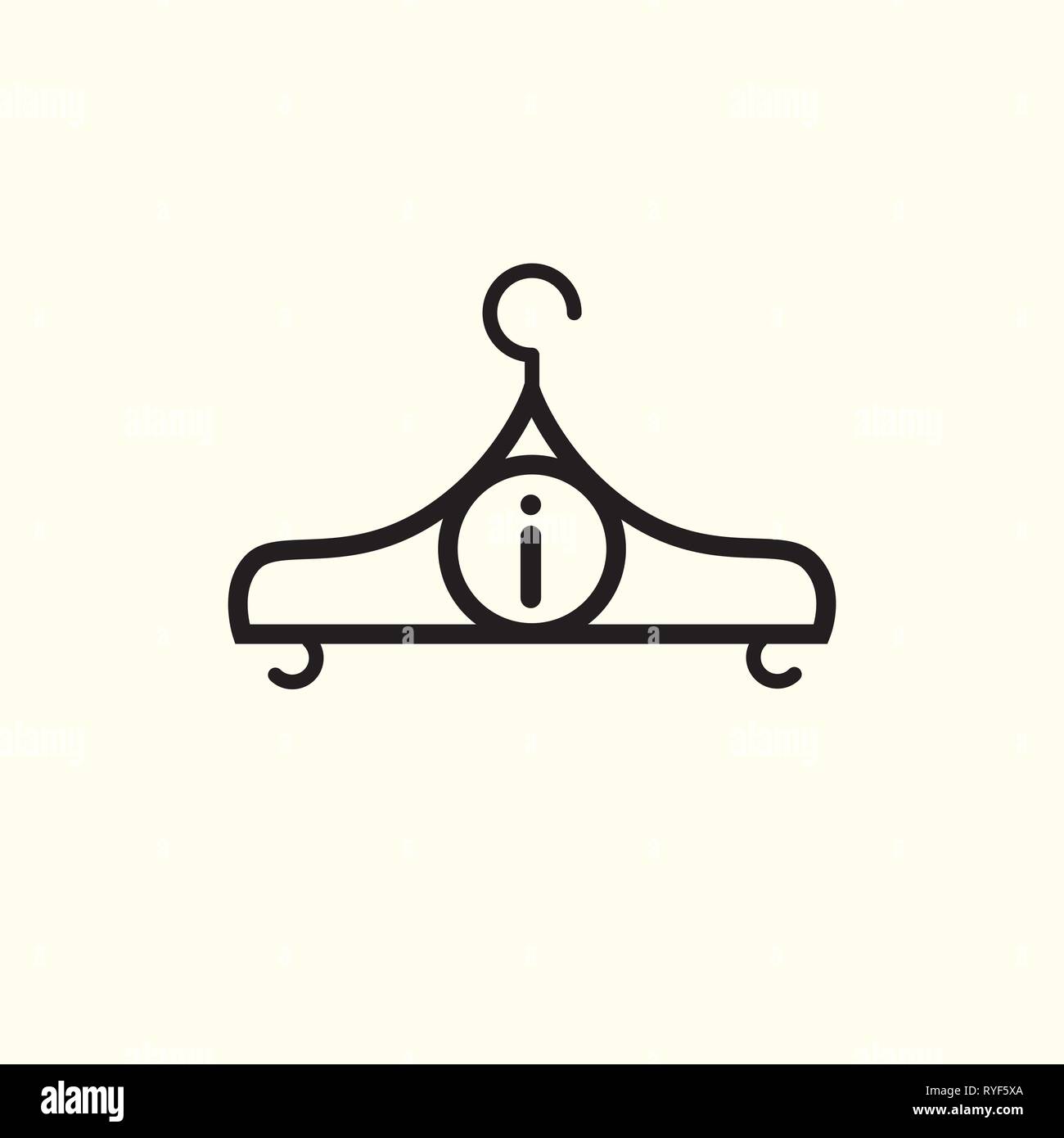 Fashion Vector Logo Clothes Hanger Emblem Letter I Sign Stock